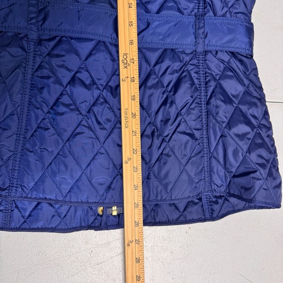 Banana Republic Jacket Womens‎ Small Navy Quilted Belted Equestrian Buckles - Picture 7 of 10